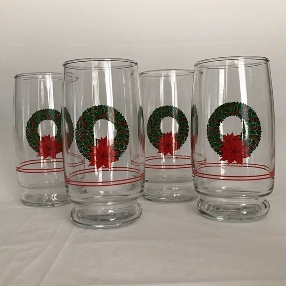 Vintage Holiday Glassware Set of 4